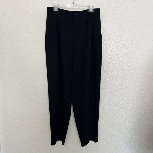 San Moire | Black Pleated Pants Vintage 90s Y2K Women’s 16 Dark Academia Work - Picture 2 of 7